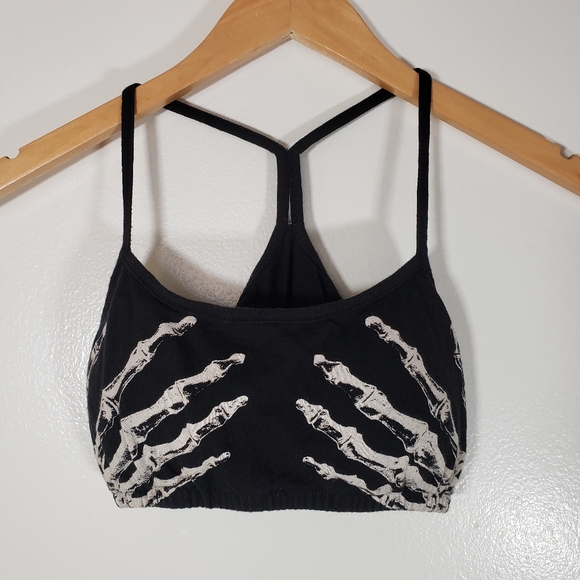 See You Monday Tops - See You Monday Skeleton Skull Boob Grab Crop Bralette Size M